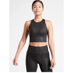 NWT Athleta Black Embossed Conscious Crop Fitness Tank Top Size Small